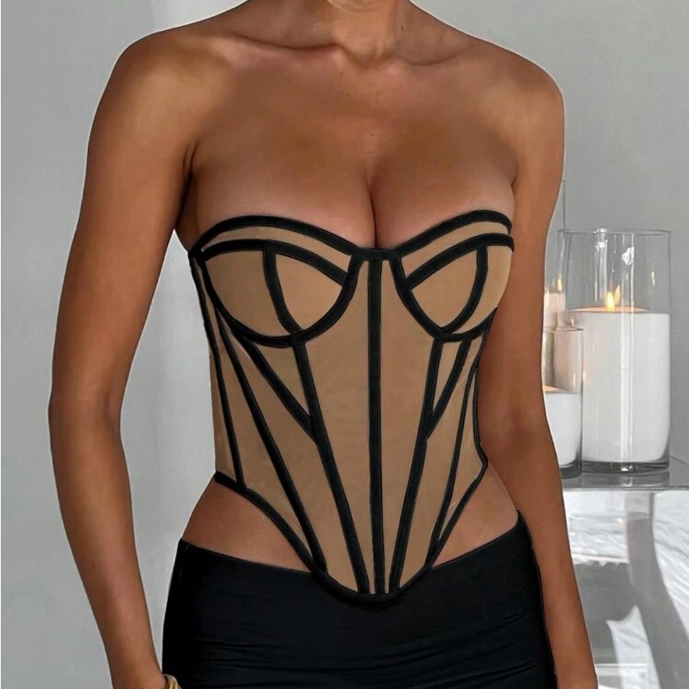 Contrast Mesh Tube Top ❤️ - Picture 2 of 6